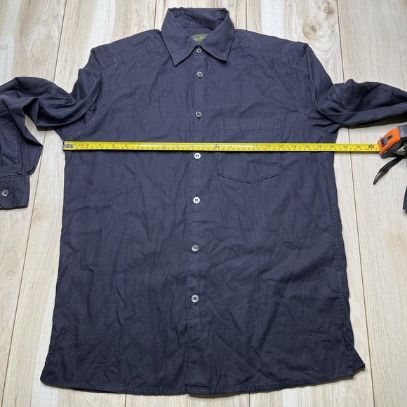 Ermenegildo Zegna Herringbone Button Down Shirt Mens Small Made In Italy Black - Picture 10 of 16